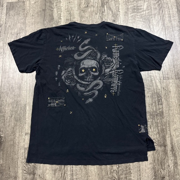 Affliction Snake Skull Skeleton Cyber Grunge T Shirt - Picture 1 of 8